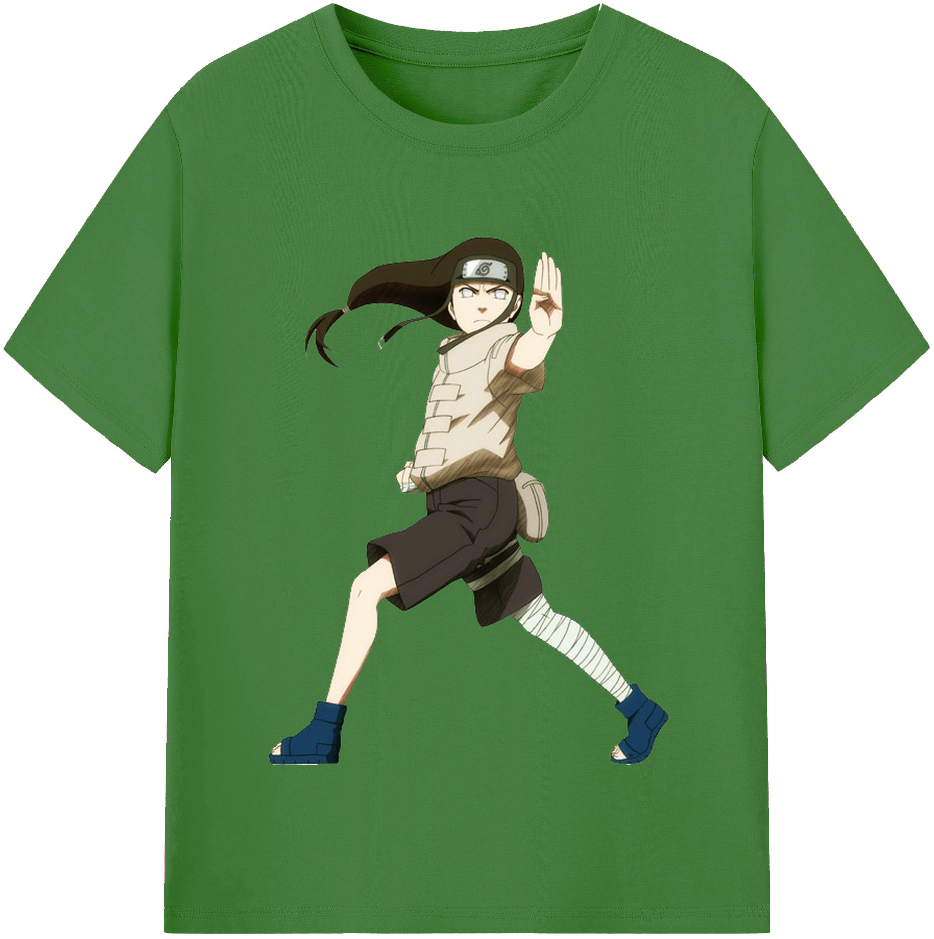 （画像用） NARUTO -ナルト- 日向ネジ Hyūga Neji レディースカジュアルプリントTシャツ（綿100％）